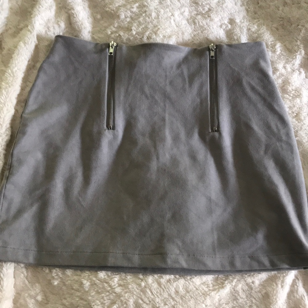 Suede Mini Skirt with zippers